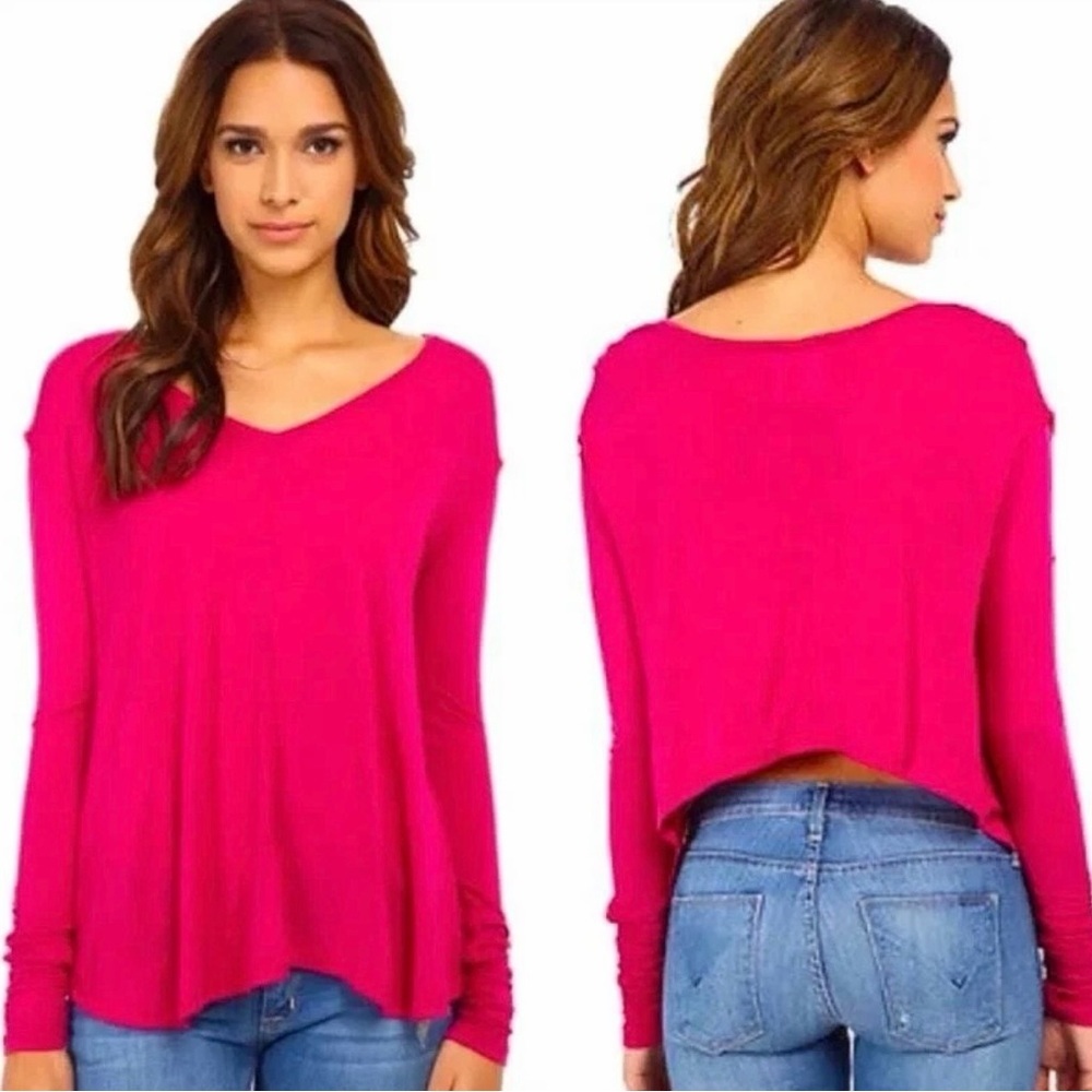 Free People Sahara Top Oversized XS Dahlia Color Gauzy Delicate Whimsy Crop F8